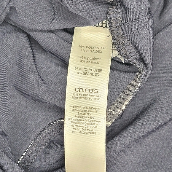 Chicos Knit Kit Stripe Variance Topper Size 3 Large Banded Hem Shirred Navy NWT - Picture 13 of 15